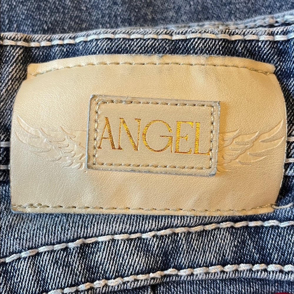 Angel Y2K Boho Chic Retro Flare Rhinestone Sequin Embellished Jeans, Sz 5 (2/4) - Picture 8 of 12